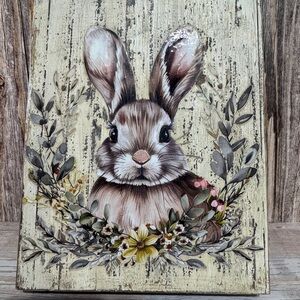 Handmade Farmhouse Bunny Wood Shelf Sitter -Vintage Spring Decor